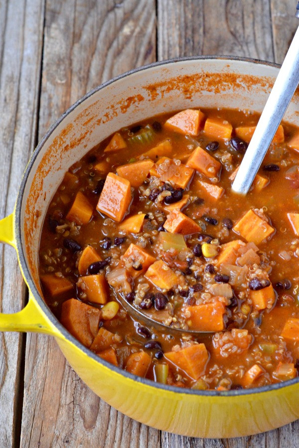 Sweet Potato Black Bean Quinoa Chili
 Sweet Potato and Black Bean Chili with Quinoa Mountain