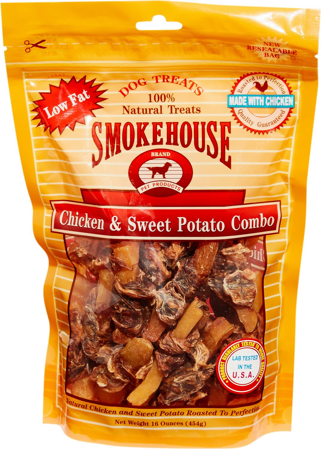 Sweet Potato Dog Treats
 Smokehouse Chicken & Sweet Potato Dog Treats 16 oz bag