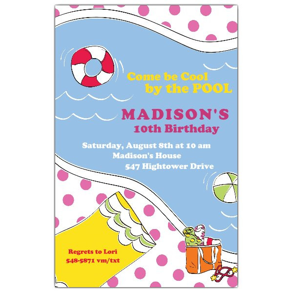 Swimming Birthday Party Invitations
 Swimming Fun Girl Birthday Party Invitations