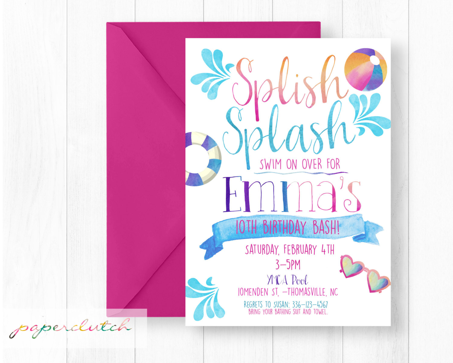 Swimming Birthday Party Invitations
 Girl Pool Party Birthday Invitation Swim Party Invite