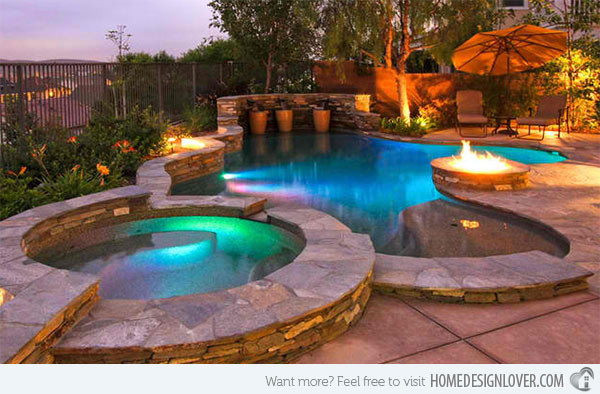 Swimming Pool Fire Pit
 Fire Water bo in 15 Traditional Pools with Fire Pits