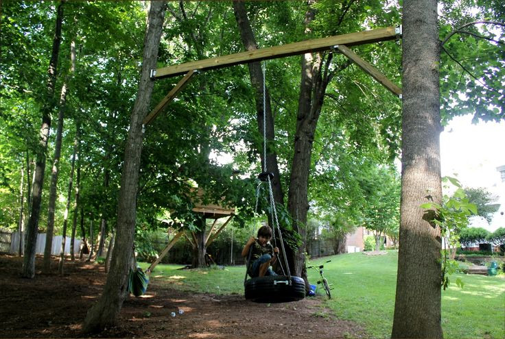 Swings For Trees In Backyard
 tire swing between two trees great idea if you don t