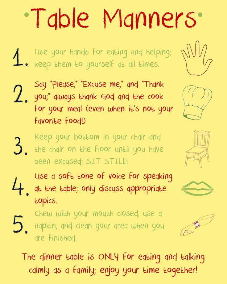 Table Manners For Kids
 Table Manners Reminders Sometimes big kids need reminders