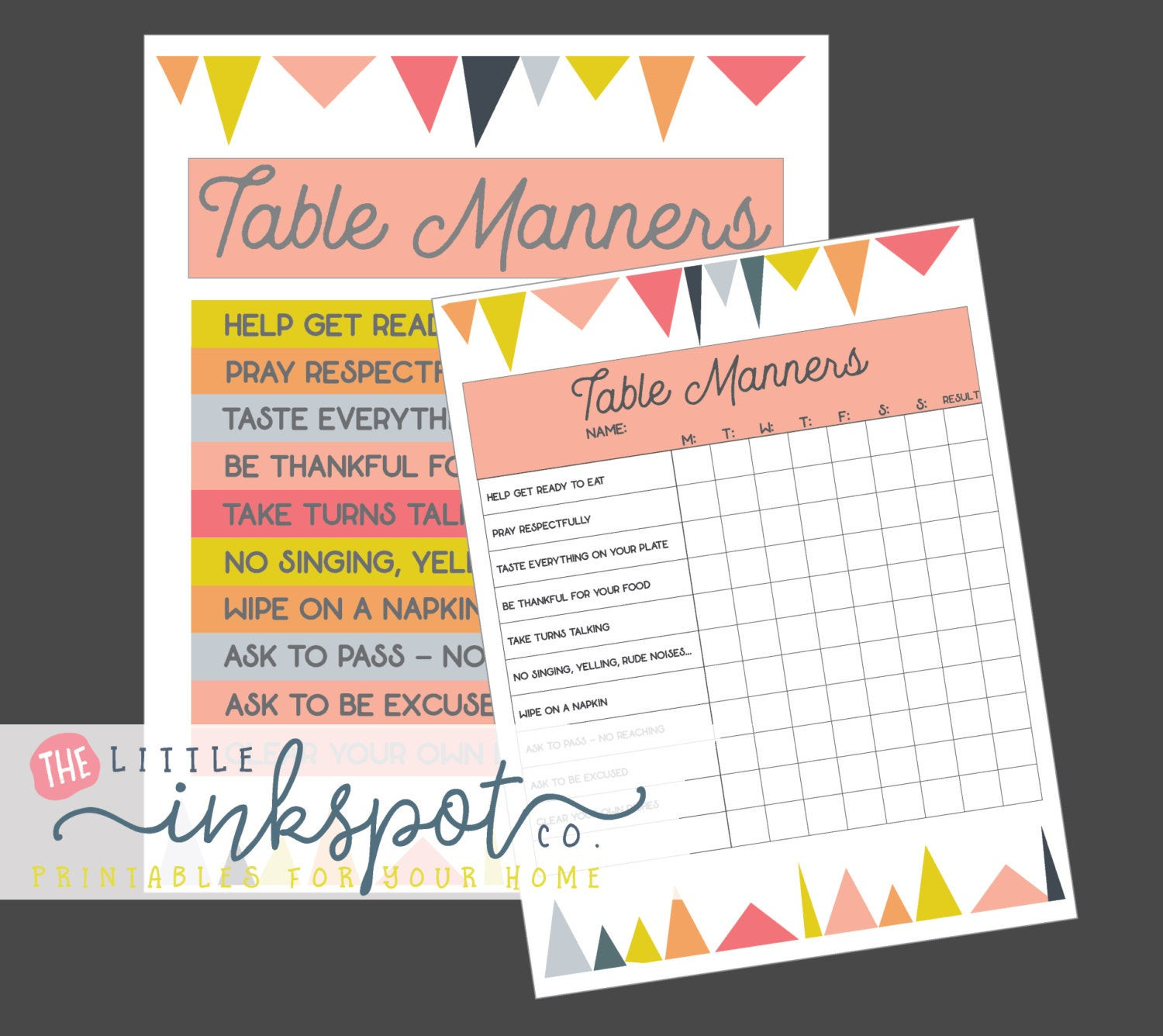 Table Manners For Kids
 Kids Table Manners Set of 2 digital printables kids chart