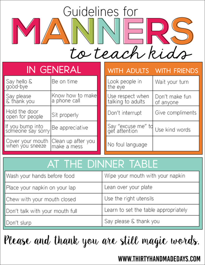 Table Manners For Kids
 Teaching table manners is easy with these 11 fun ideas