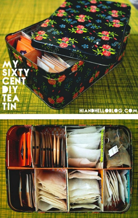 Tea Organizer DIY
 85 Insanely Clever Organizing and Storage Ideas for Your