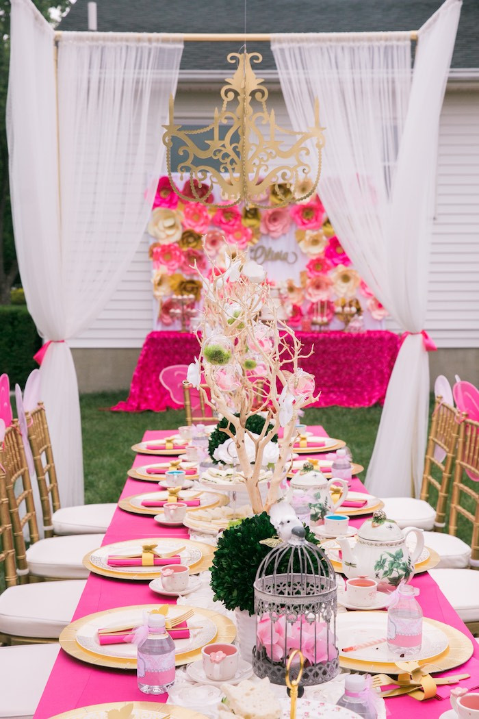 Tea Party Theme Ideas
 Kara s Party Ideas Pink & Gold Garden Tea Party