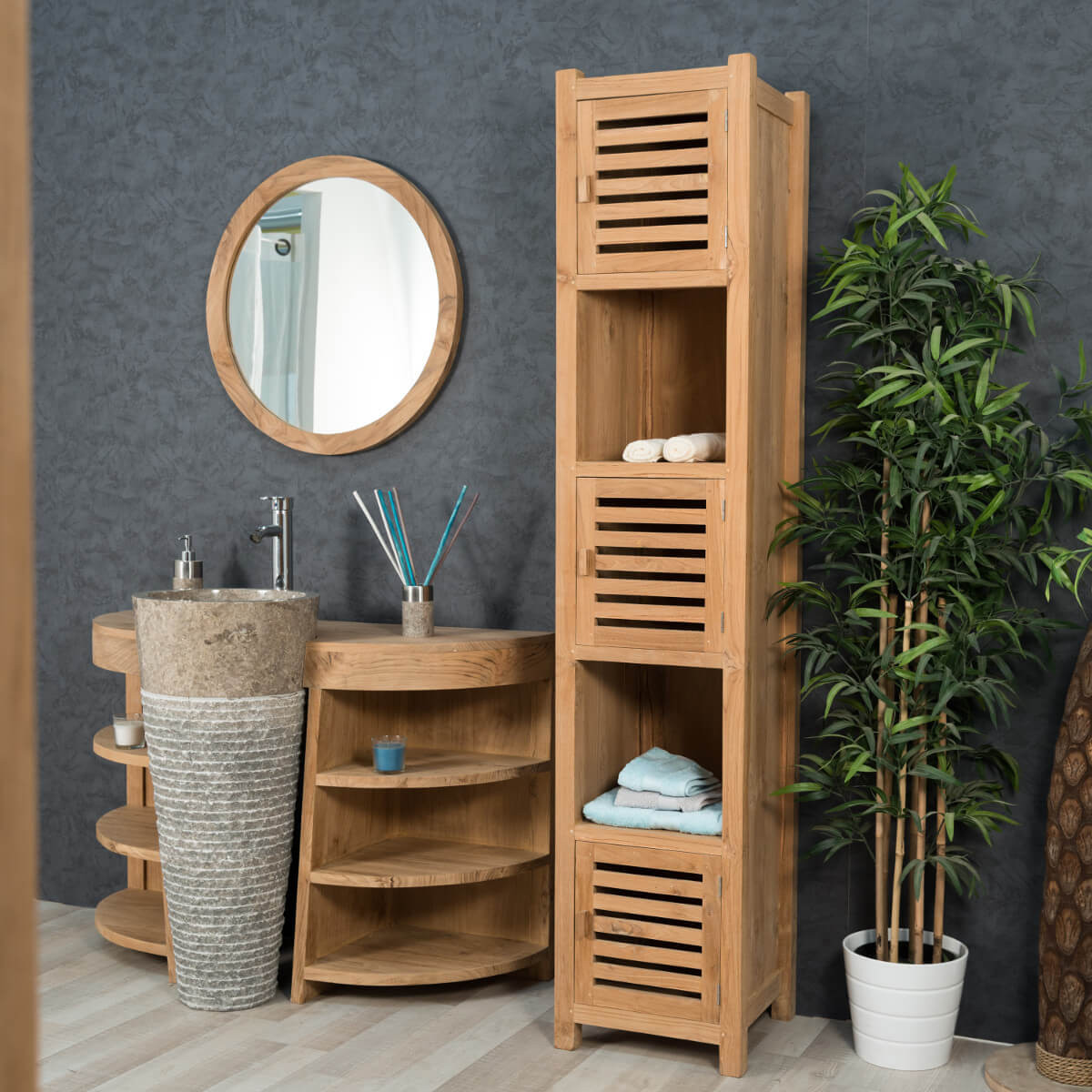 Teak Bathroom Storage
 Solid wood teak storage unit Nature rectangular