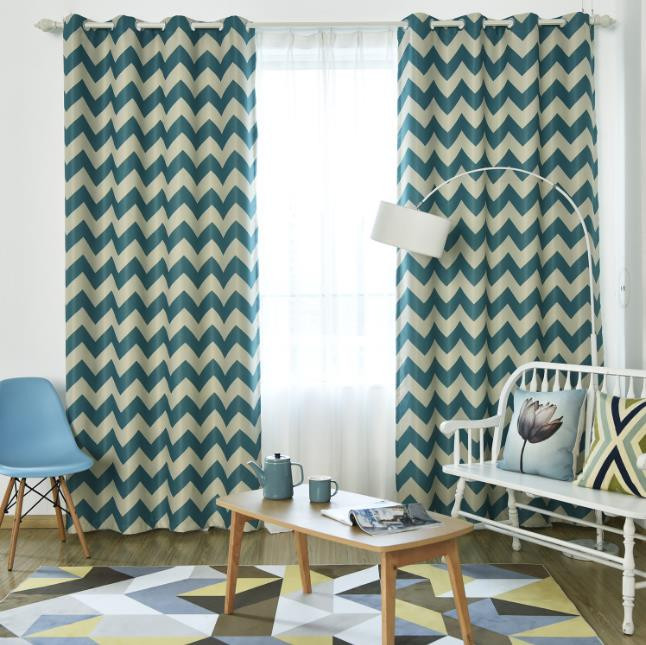 Teal Living Room Curtains
 Aqua Blue Teal Chevron Zigzag Modern Window Curtains For
