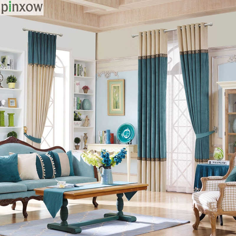 Teal Living Room Curtains
 Modern Solid Window Curtains For Living Room Teal Curtain