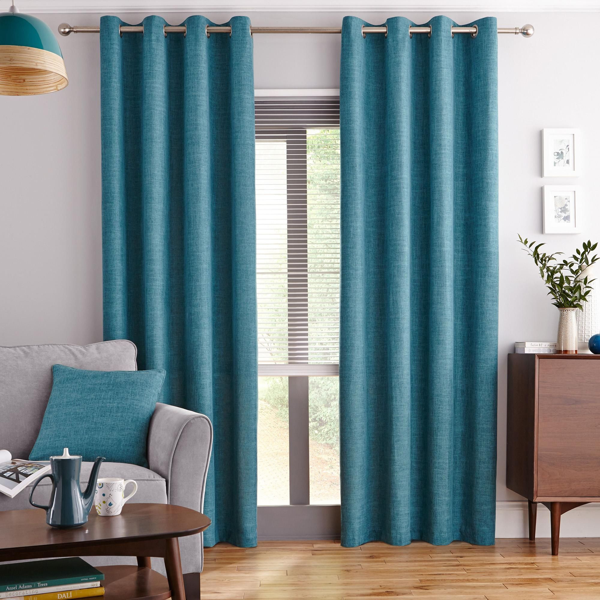 Teal Living Room Curtains
 Vermont Teal Eyelet Curtains in 2020