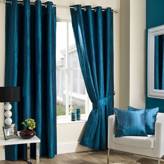 Teal Living Room Curtains
 Teal Crushed Taffeta Curtain Collection
