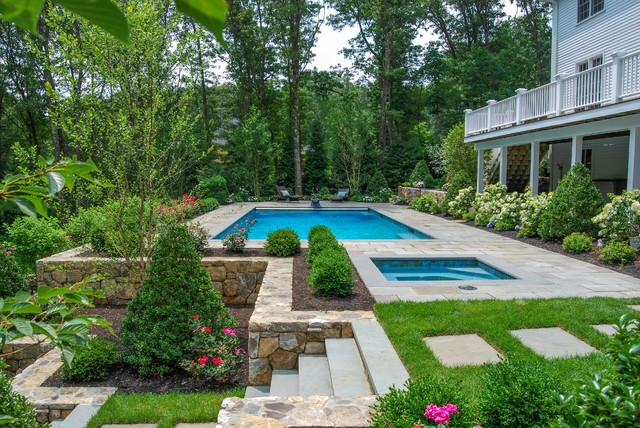 Terrace Landscape Pool
 Weston Pool Terrace Traditional Pool boston by a