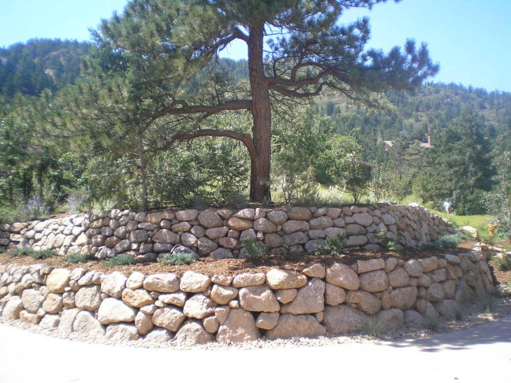 Terrace Landscape Retaining Wall
 Boulder Retaining Wall Colorado Springs Landscape