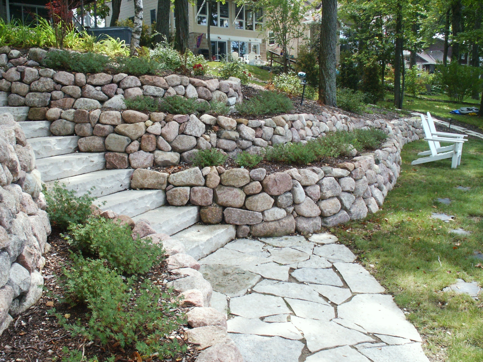 Terrace Landscape Retaining Wall
 Retaining Walls and Outcroppings Treetops Landscape