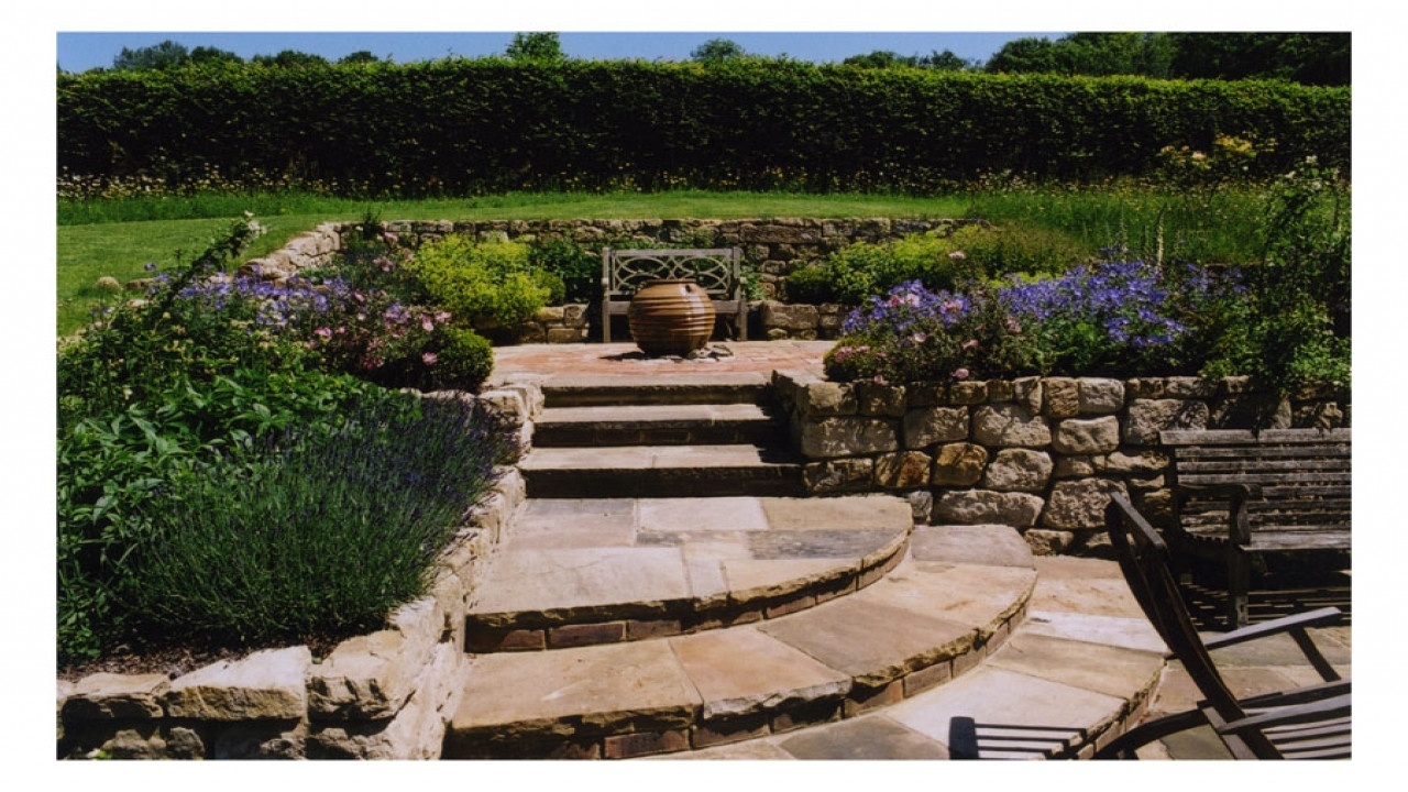 Terrace Landscape Stone
 Stone steps design curved york stone steps and top