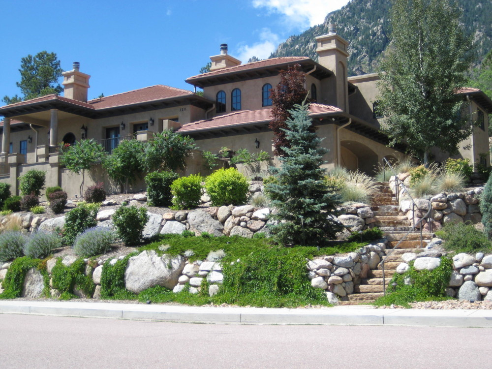 Terrace Landscape With Boulders
 Boulder Retaining Wall Colorado Springs Landscape