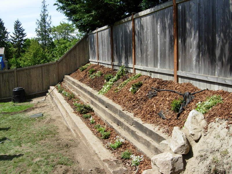 Terrace Landscape With Railroad Ties
 More ideas for a small terraced garden