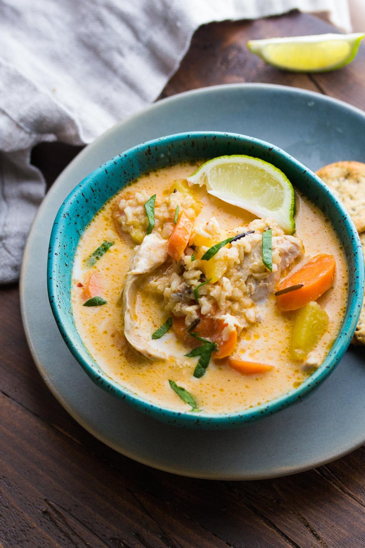 Thai Chicken Rice Soup
 Thai Slow Cooker Chicken and Wild Rice Soup