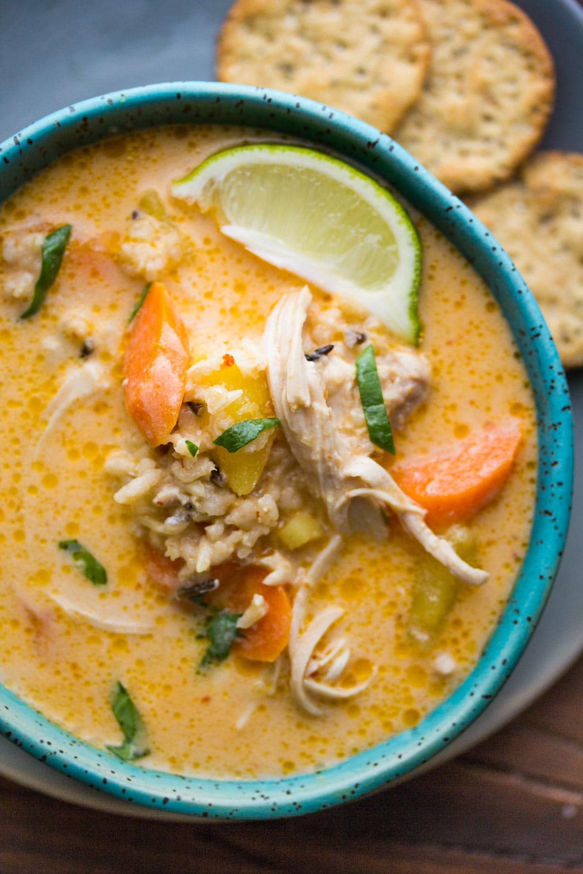 Thai Chicken Rice Soup
 Thai Slow Cooker Chicken and Wild Rice Soup