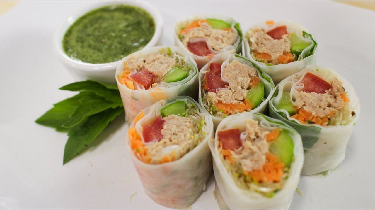 Thai Fresh Spring Rolls Recipes
 Fresh Tuna Spring Roll Recipe ก๋วยเตี๋ยวลุยสวน Hot Thai