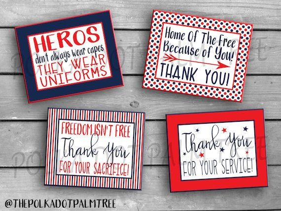 Thank You For Your Service Gift Ideas
 INSTANT DOWNLOAD Printable Veteran Military Patriotic