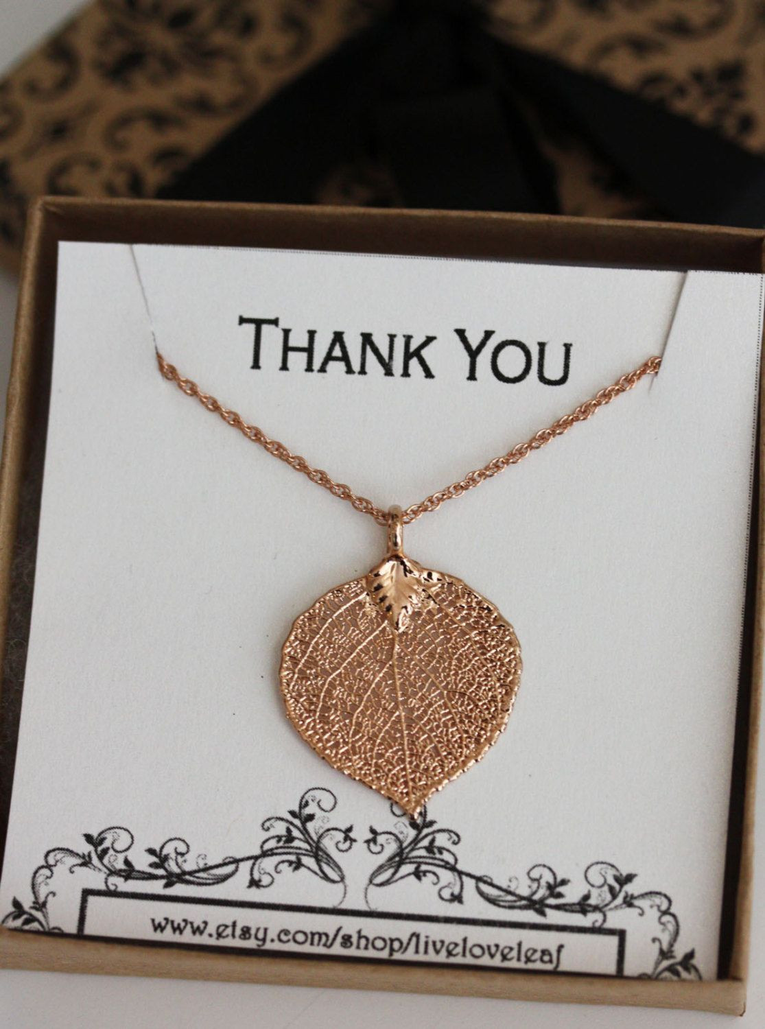 Thank You Gift Ideas For Her
 Thank you Gift Rose Gold Aspen Leaf Pendant by