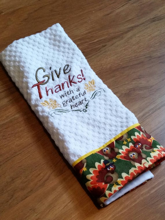 Thanksgiving Kitchen Towels
 Thanksgiving Kitchen Towel Give Thanks Towel Thanksgiving