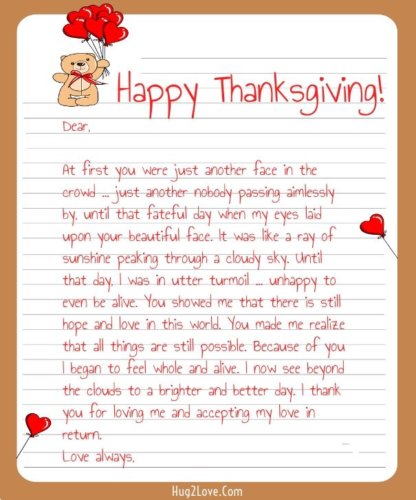 Thanksgiving Quotes Relationship
 Thanksgiving Love Letters for Her & Him