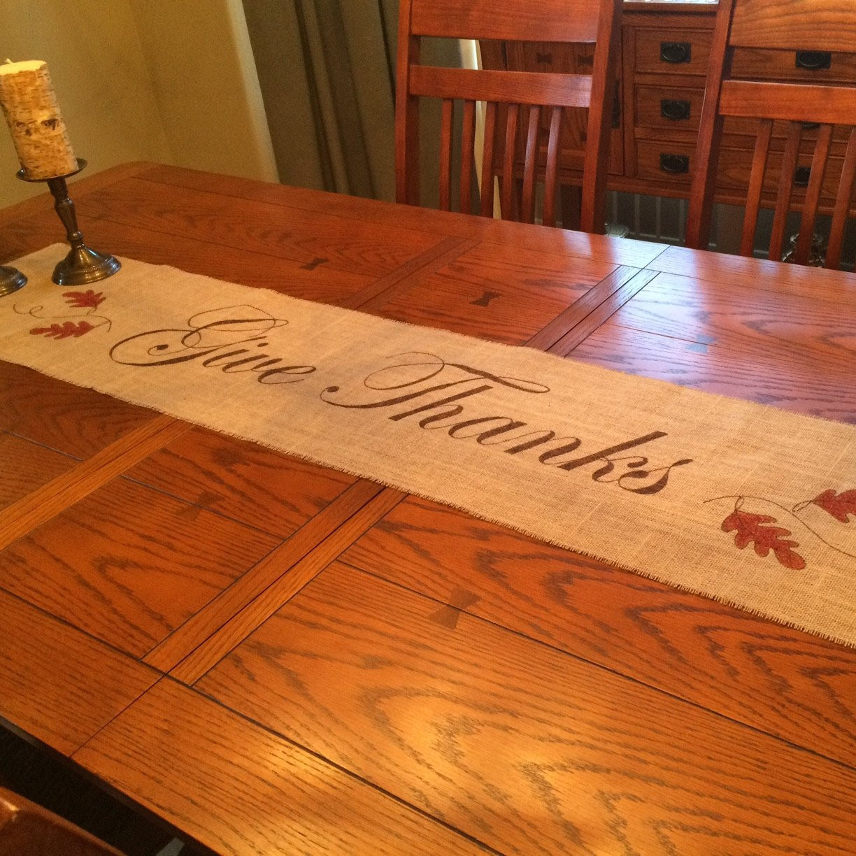 Thanksgiving Table Runners
 Table Runner Burlap Thanksgiving Oak Leaves