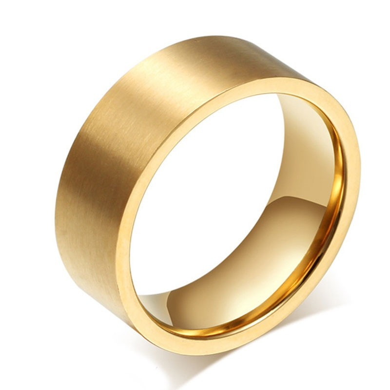 Thick Wedding Bands
 Fashion Simple Men Gold color Thick Finger Ring Stainless