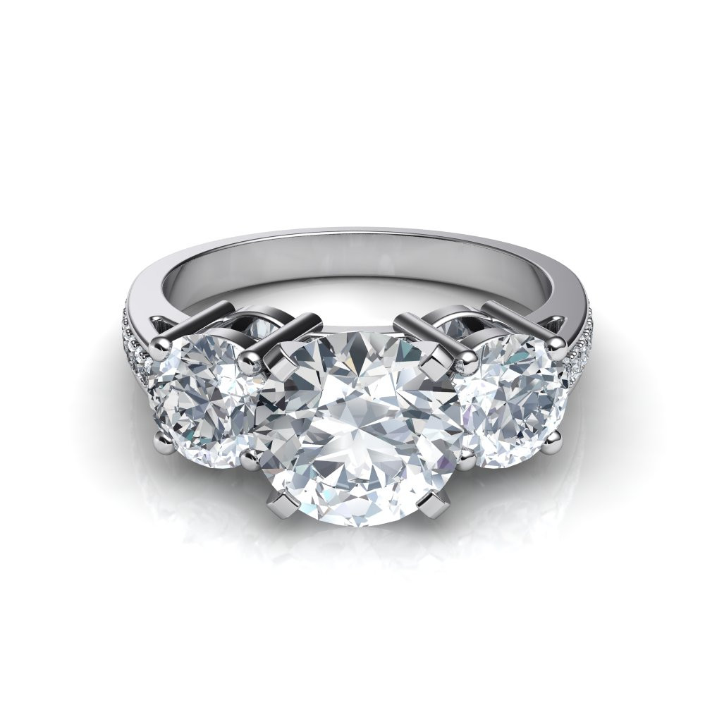 Three Diamond Engagement Ring
 3 Stone Trilogy Past Present Future Engagement Ring