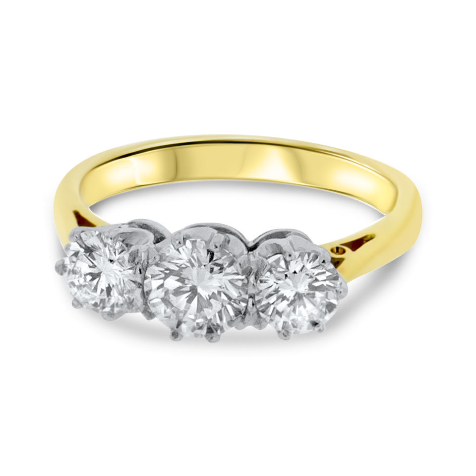 Three Diamond Engagement Ring
 18ct Yellow Gold Three Stone Diamond Engagement Ring