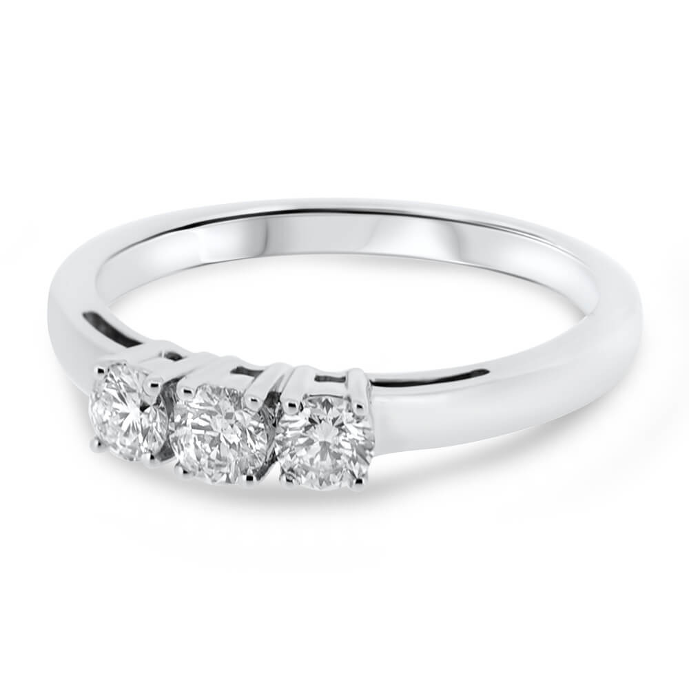 Three Diamond Engagement Ring
 18ct White Gold Three Stone Diamond Engagement Ring HG06