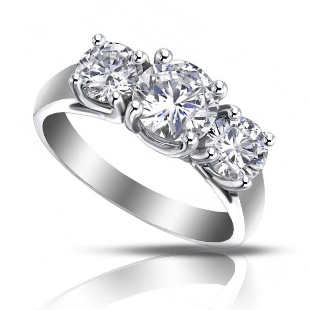 Three Diamond Engagement Ring
 1 93 ct La s Three Stone Round Cut Diamond Engagement Ring
