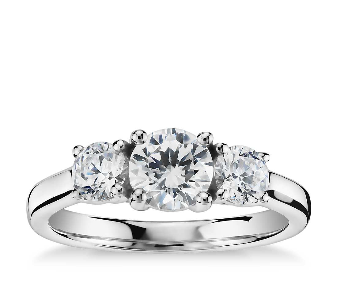 Three Diamond Engagement Ring
 Classic Three Stone Diamond Engagement Ring in Platinum