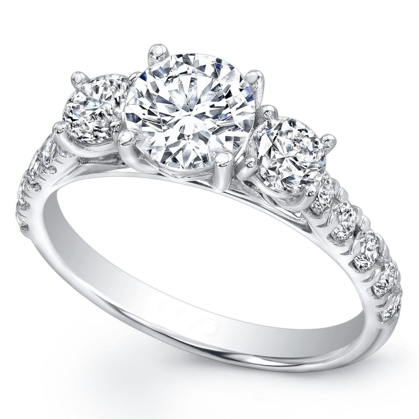 Three Diamond Engagement Ring
 Engagement Ring Three Stone Diamond Cathedral Engagement
