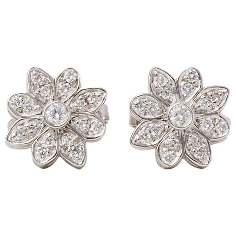 Tiffany Diamond Stud Earrings
 Tiffany and Co Platinum Diamond Flower Enchant Stud