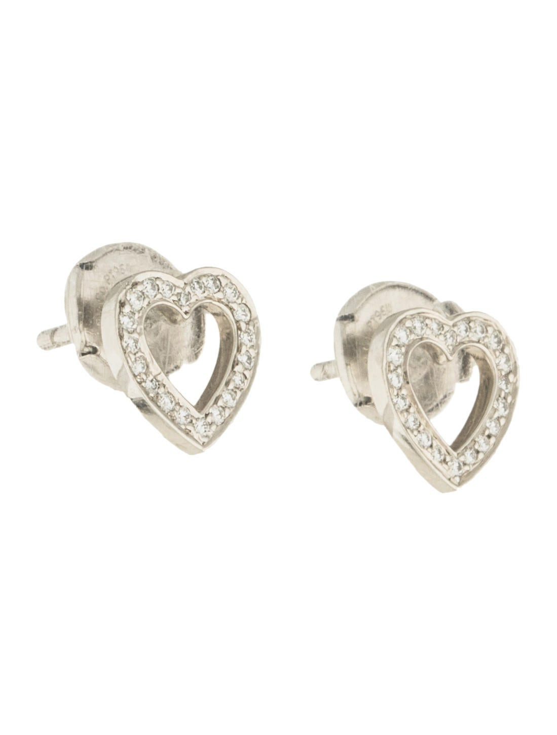 Tiffany Diamond Stud Earrings
 Tiffany & Co Platinum Diamond Heart Stud Earrings