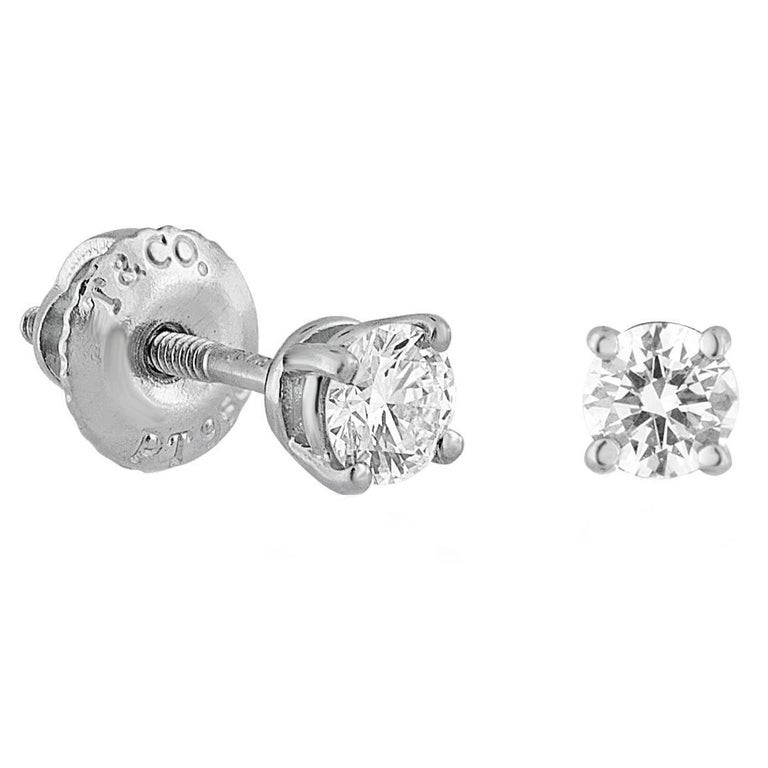Tiffany Diamond Stud Earrings
 IGI Certified Tiffany and Co 0 38 Carat Diamond Platinum