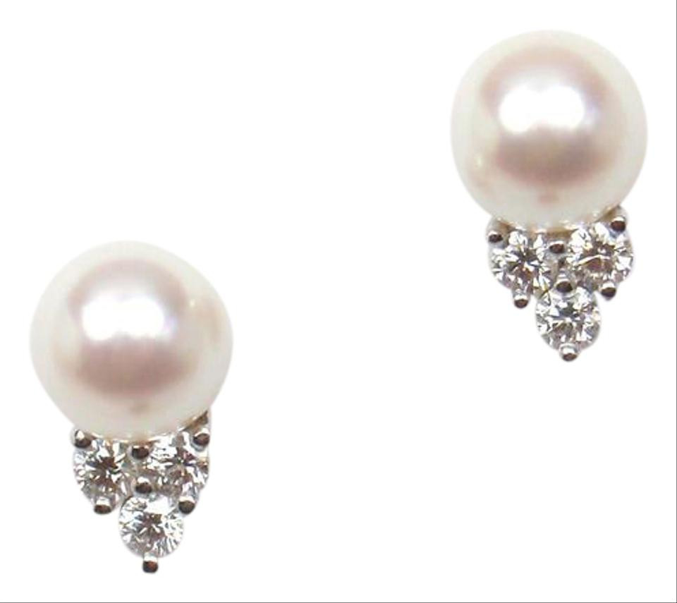 Tiffany Diamond Stud Earrings
 Tiffany & Co Aria Pearl Platinum Diamond Stud Earrings