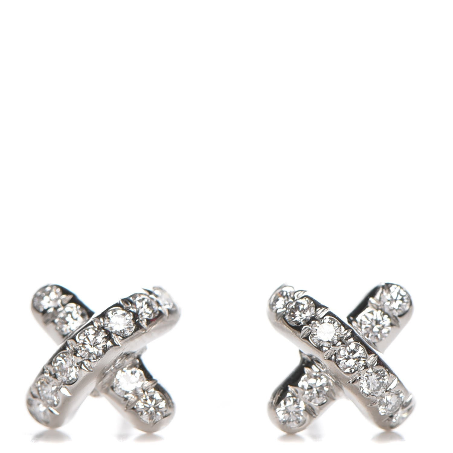 Tiffany Diamond Stud Earrings
 TIFFANY Platinum Diamond Cross Stitch Stud Earrings