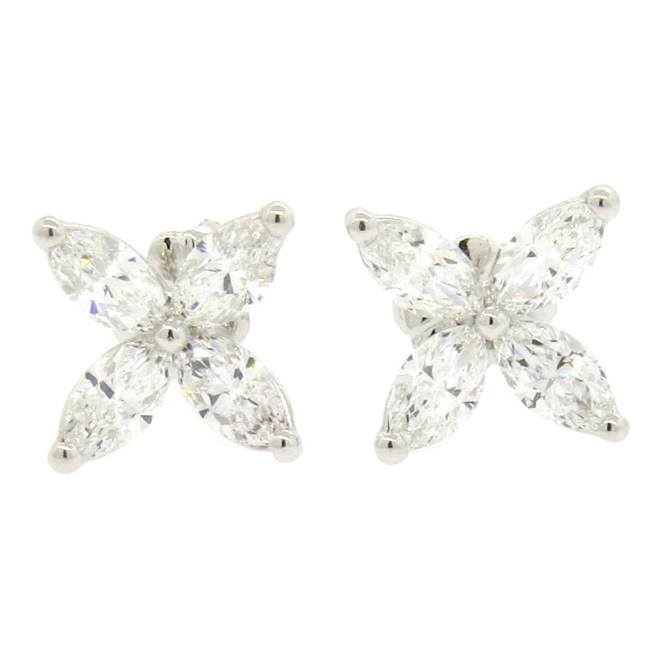 Tiffany Victoria Earrings
 Tiffany and Co Victoria Platinum Diamond Earrings at