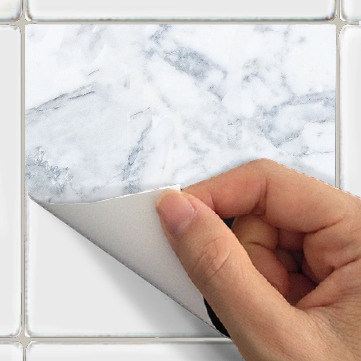 Tile Stickers For Bathroom
 Kitchen bathroom Tile Decals Vinyl Sticker White Marble