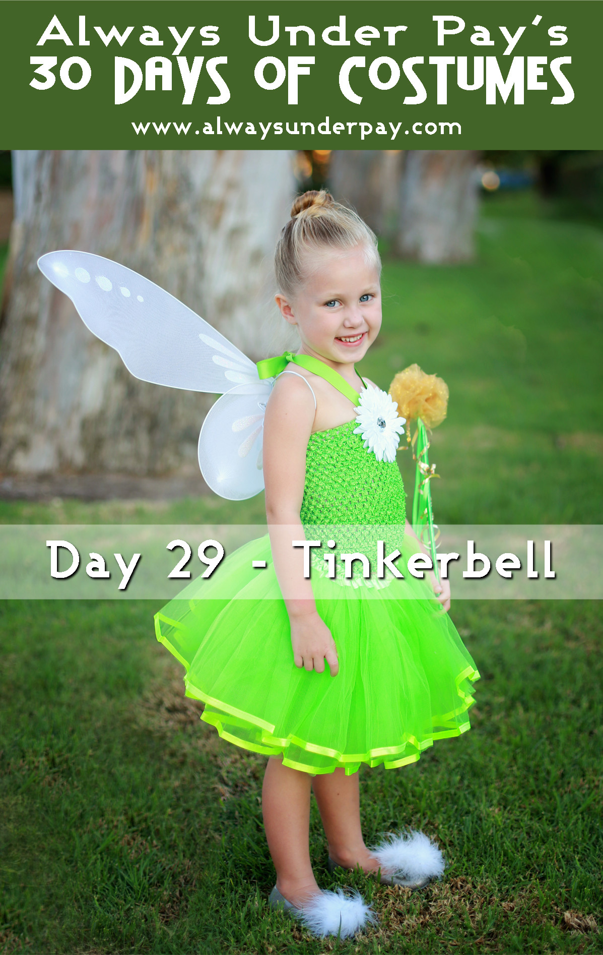 Tinkerbell Costume DIY
 Day 29 – Tinkerbell DIY Halloween Costume Tutorial Cheap