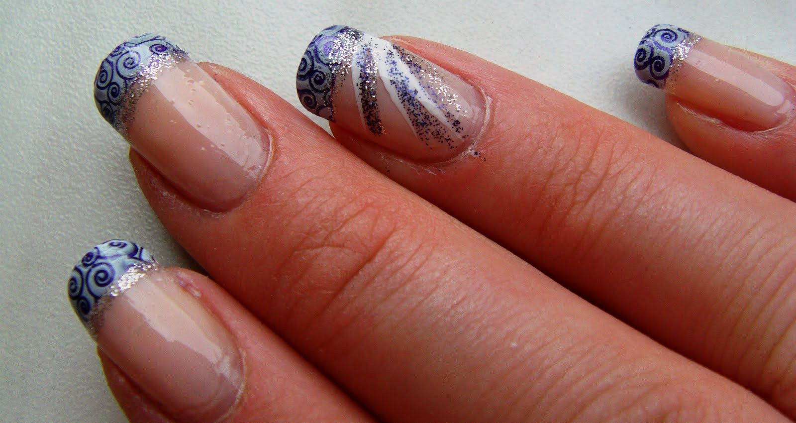 Tip Nail Designs
 All about nails Purple swirly french tip design