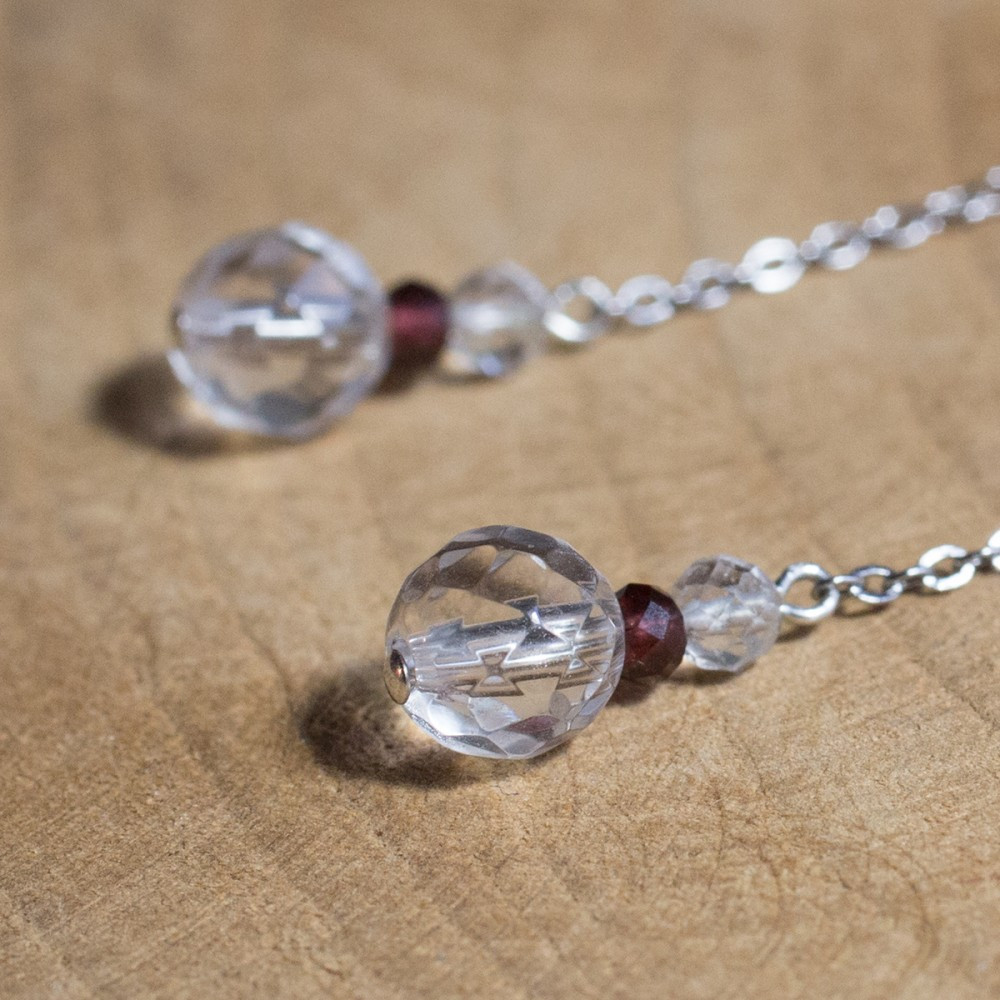 Titanium Earrings For Sensitive Ears
 Pure Titanium drop earrings with rock crystal beads