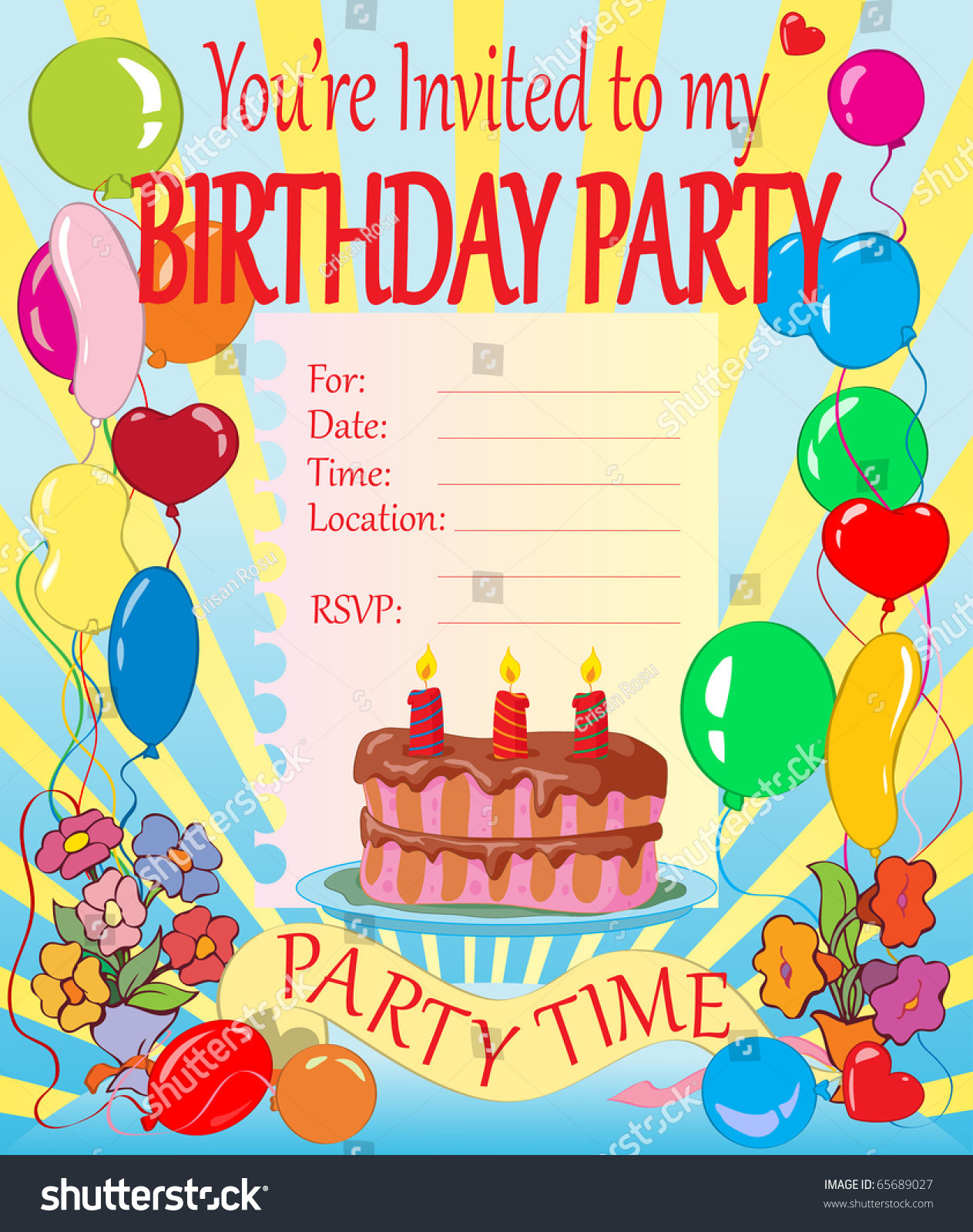 Toddler Birthday Invitations
 Vector Illustration Birthday Party Invitation For Kids