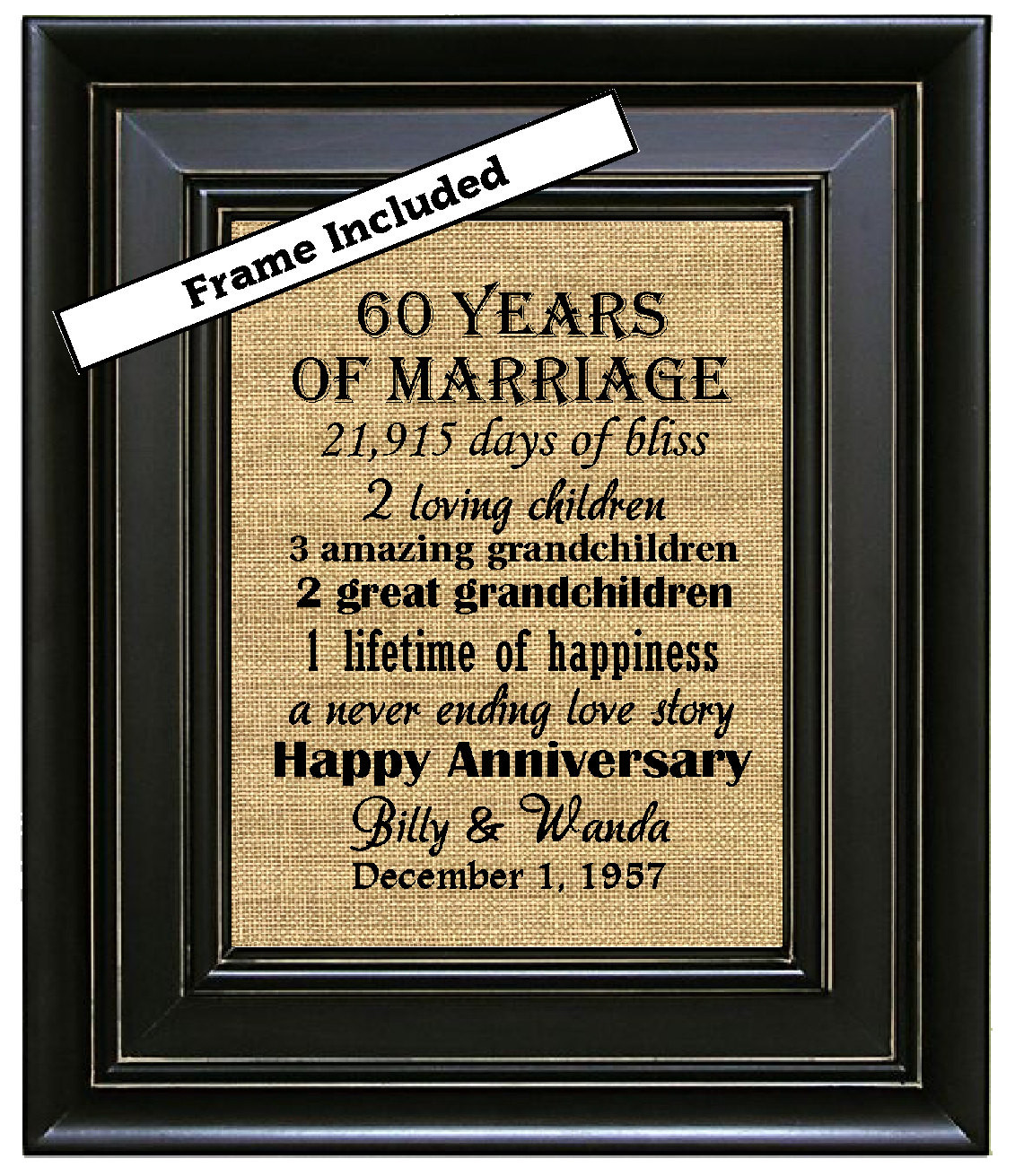 Traditional 60th Birthday Gifts
 FRAMED 60th Wedding Anniversary 60th Anniversary Gifts 60th