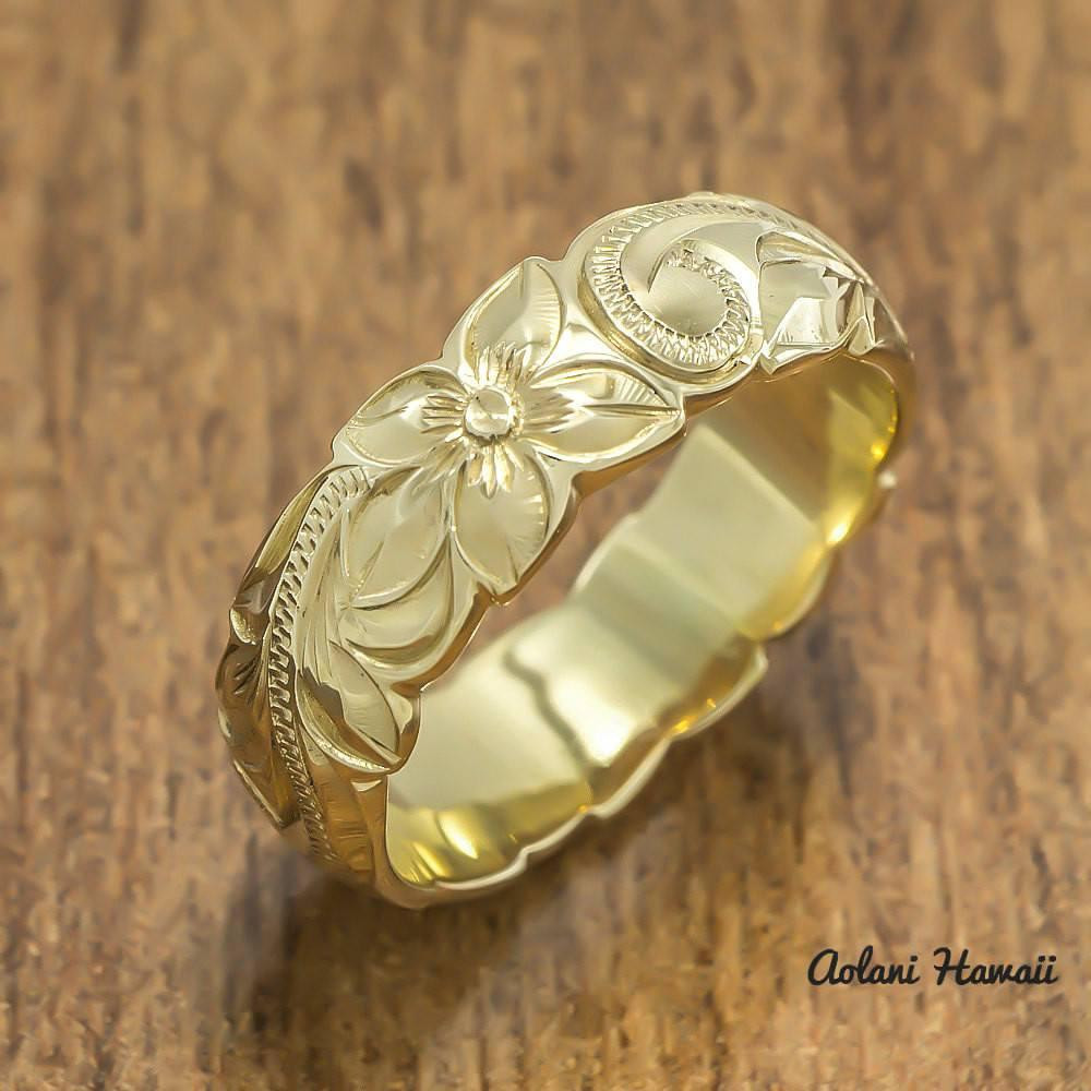 Traditional Wedding Bands
 Gold wedding Ring Set of Traditional Hawaiian Hand